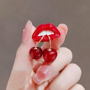 Brooch- Lip-Cherry (NWT)